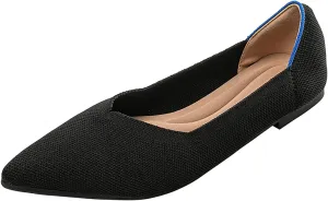 Women's Flats Shoes Pointed Toe Knit Ballet Comfortable Dressy Slip On Flat Classic Ballet Office Work Shoes