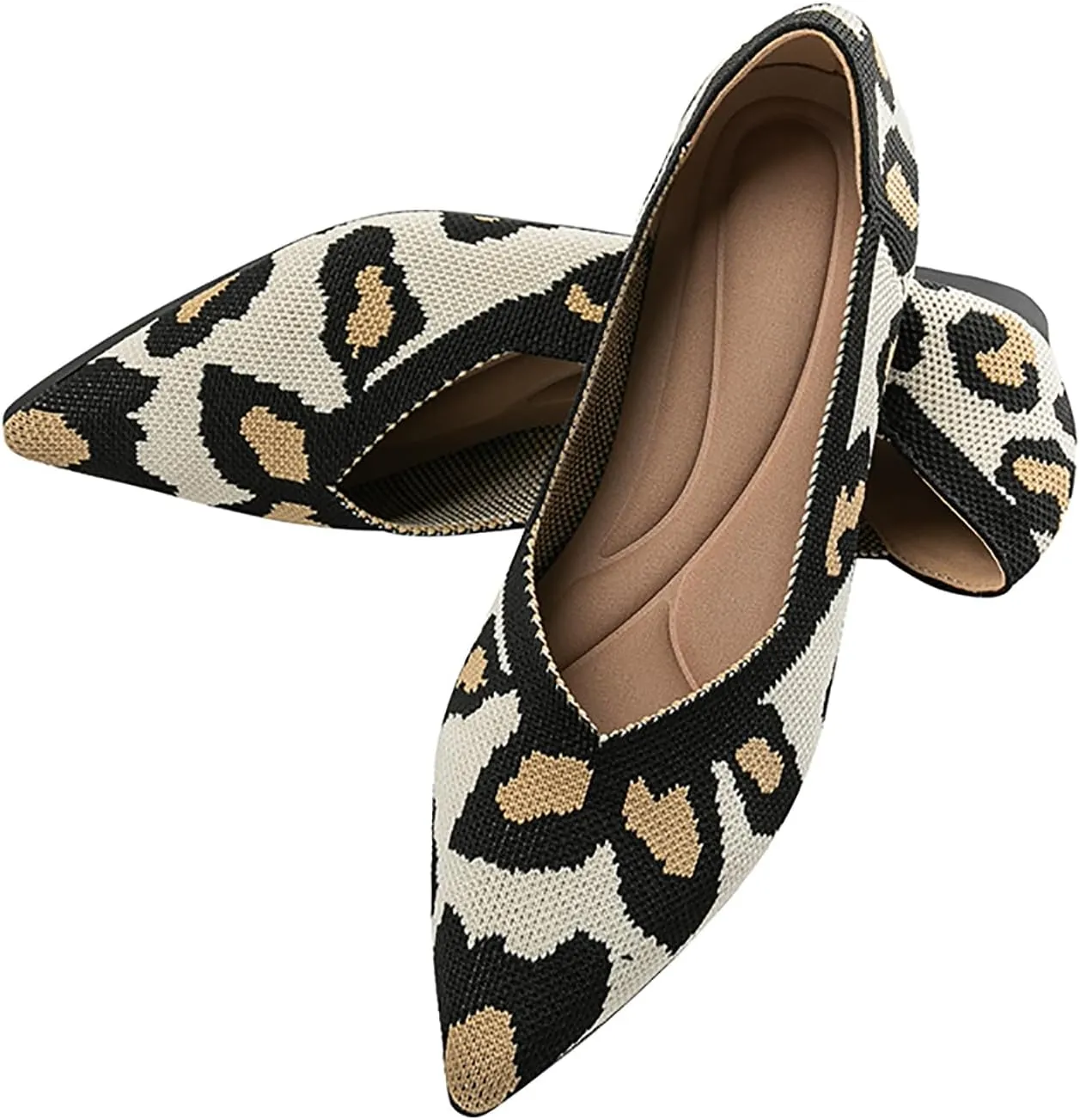 Women's Flats Shoes Pointed Toe Knit Ballet Comfortable Dressy Slip On Flat Classic Ballet Office Work Shoes