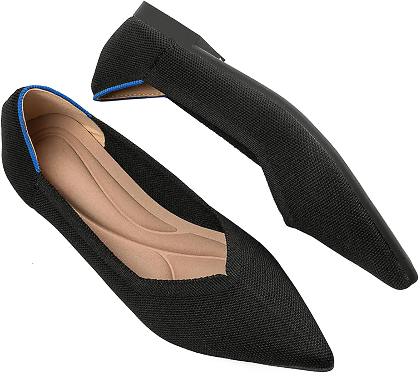 Women's Flats Shoes Pointed Toe Knit Ballet Comfortable Dressy Slip On Flat Classic Ballet Office Work Shoes