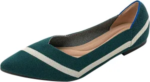 Women's Flats Shoes Pointed Toe Knit Ballet Comfortable Dressy Slip On Flat Classic Ballet Office Work Shoes