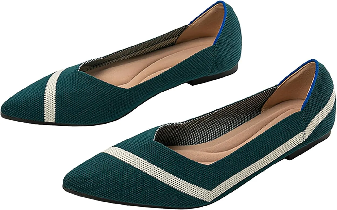 Women's Flats Shoes Pointed Toe Knit Ballet Comfortable Dressy Slip On Flat Classic Ballet Office Work Shoes