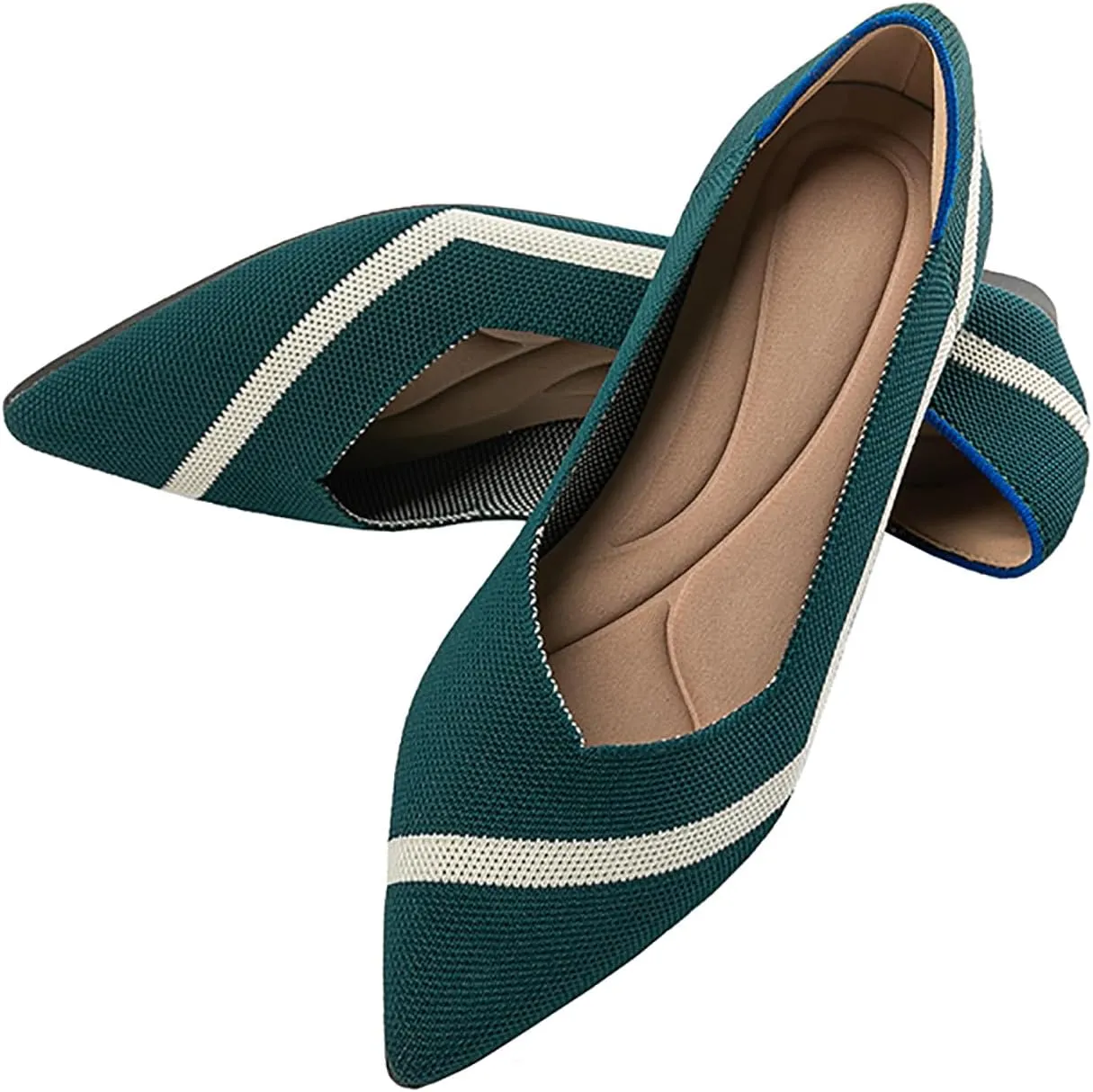Women's Flats Shoes Pointed Toe Knit Ballet Comfortable Dressy Slip On Flat Classic Ballet Office Work Shoes