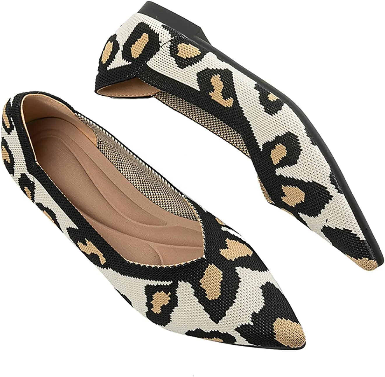 Women's Flats Shoes Pointed Toe Knit Ballet Comfortable Dressy Slip On Flat Classic Ballet Office Work Shoes