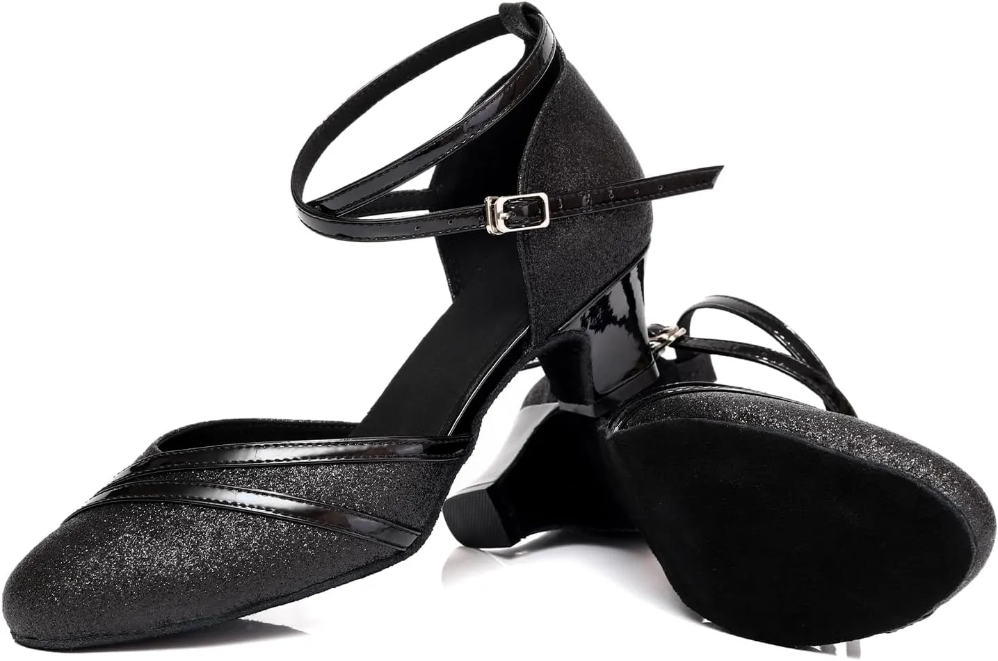 Women's Glitter Latin Dance Shoes Closed Toe Ballroom Salsa Performance Dancing Pratice Shoes