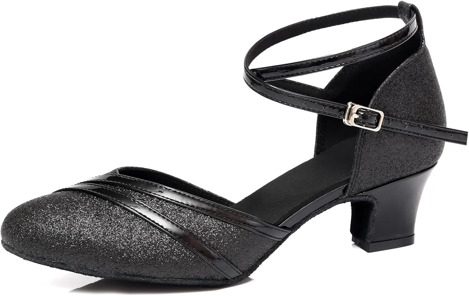 Women's Glitter Latin Dance Shoes Closed Toe Ballroom Salsa Performance Dancing Pratice Shoes
