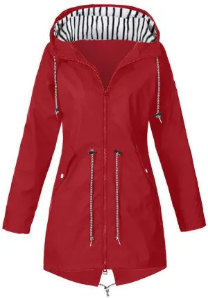 Women's Hiking Jackets with Hood Outdoor Waterproof Windbreaker Pus Size Full Zip Raincoats Lightweight Trench Coats
