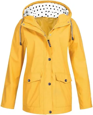 Womens Rain Jackets Waterproof Hooded Rain Coats Lightweight Zip Up Fall Raincoat Active Outdoor Windbreaker