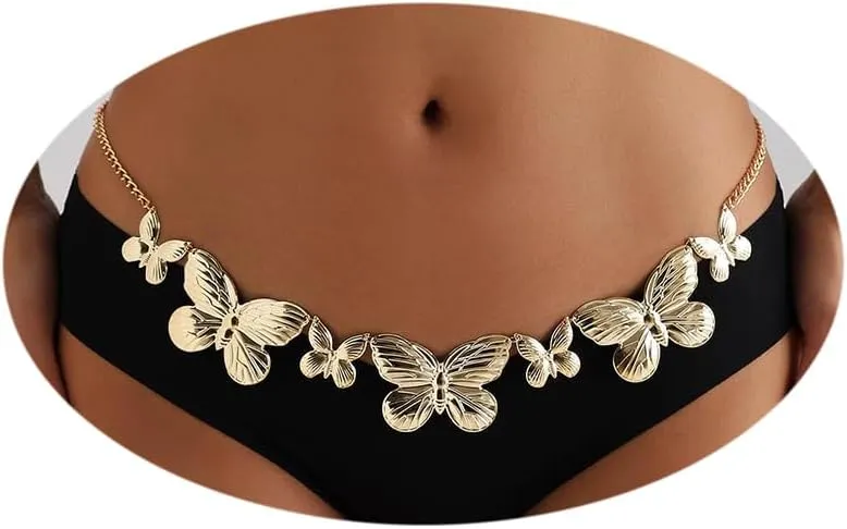 Women's Sparkly Body Chains Silver Rhinestone Waist Chain Belly Body Chains Fashion Waist Jewelry