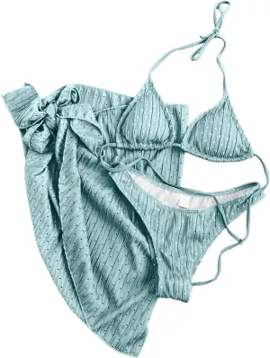 Womens Triangle String Bikini Sets Sexy Cheeky Push up High Cut 2 Piece Bathing Suit Summer Beach Swimsuit with Skirt