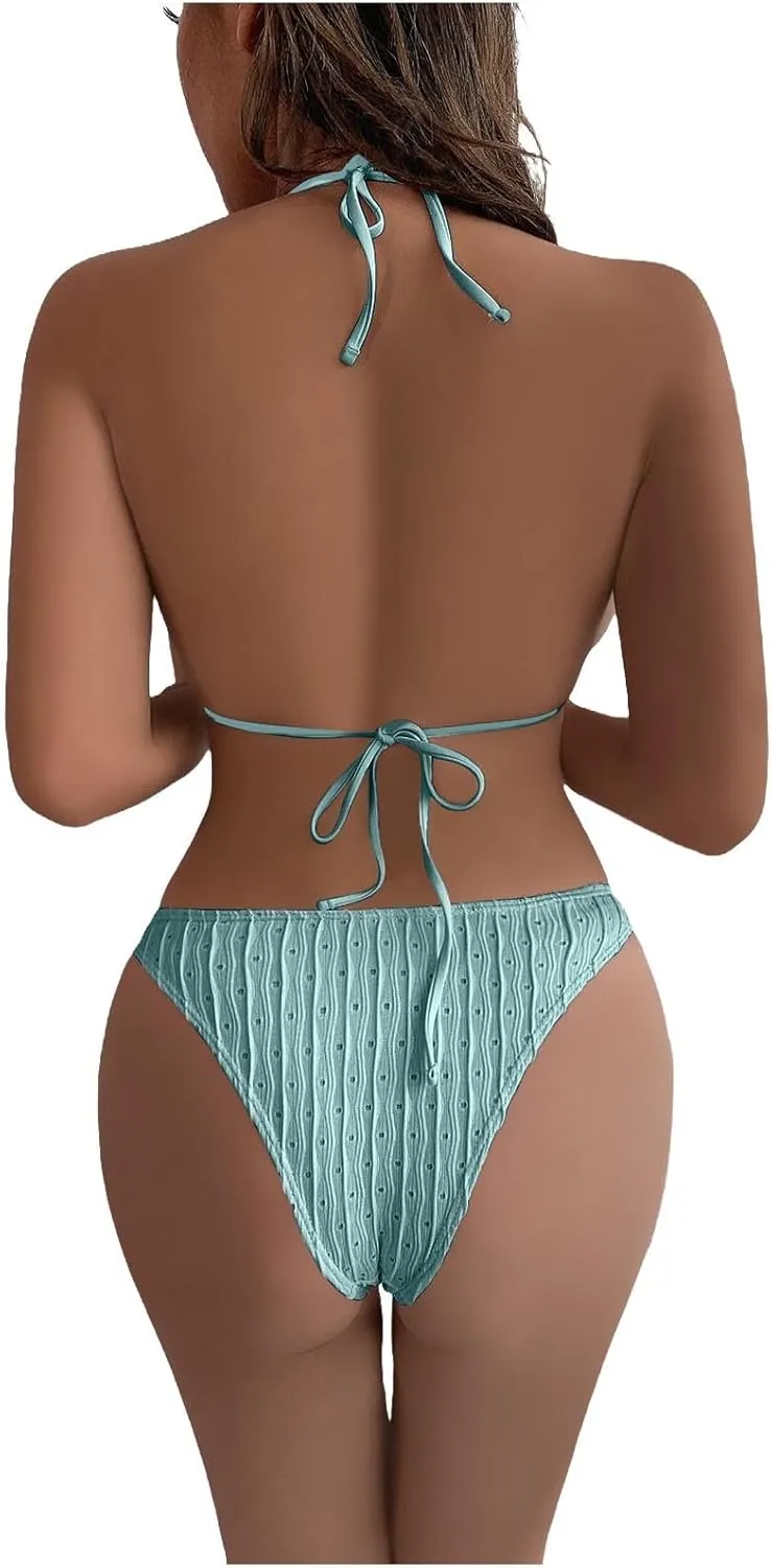 Womens Triangle String Bikini Sets Sexy Cheeky Push up High Cut 2 Piece Bathing Suit Summer Beach Swimsuit with Skirt