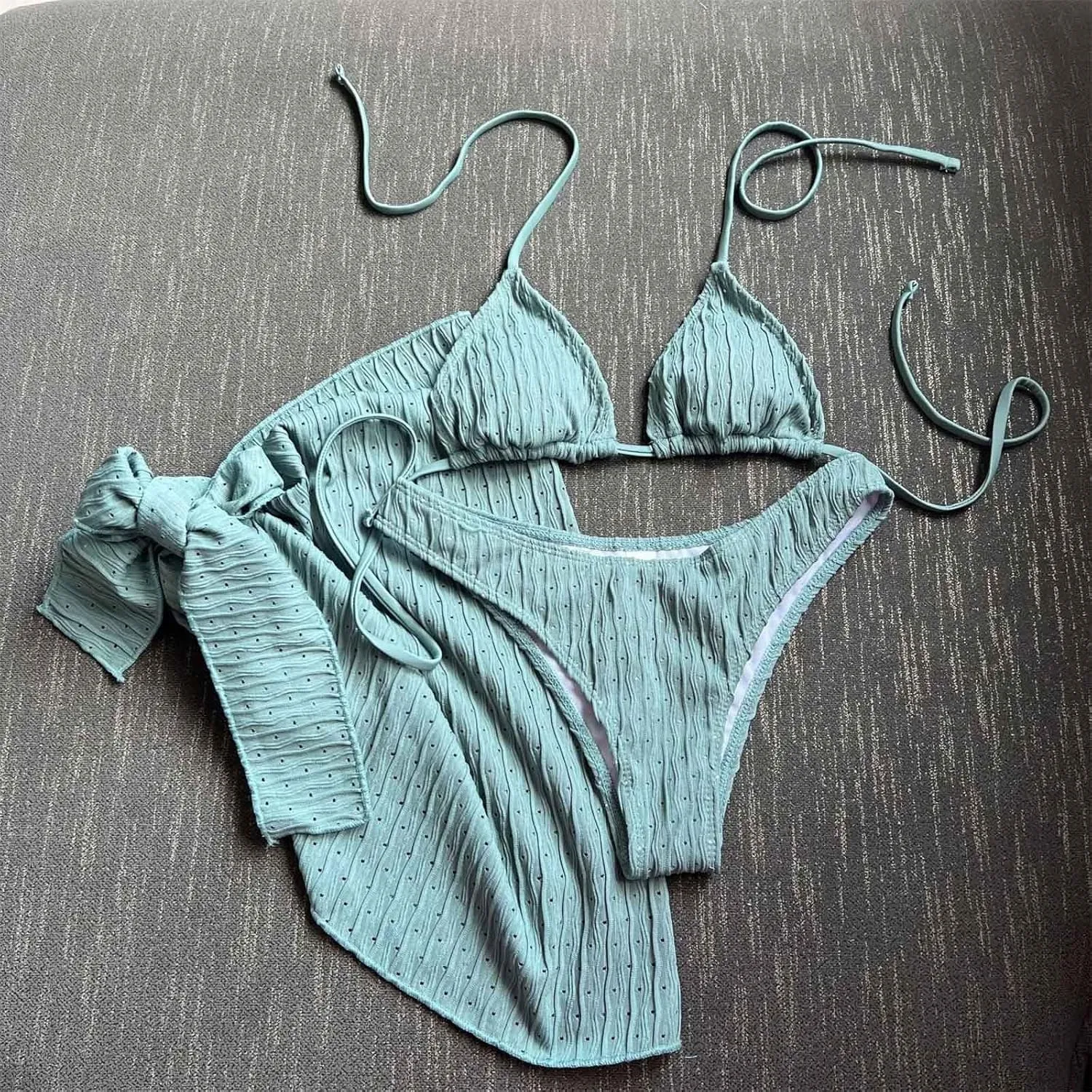 Womens Triangle String Bikini Sets Sexy Cheeky Push up High Cut 2 Piece Bathing Suit Summer Beach Swimsuit with Skirt