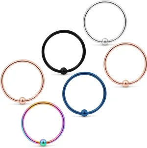Yaalozei 22G Thin Nose Rings Hoops 316L Surgical Steel Captive Bead Septum Nose Hoop Rings Eyebrow Lip Rings Cartilage Helix Rook Daith Earring Piercing Jewelry For Men Women 8mm