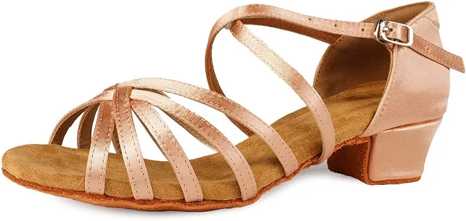 YKXLM Women's Satin Latin Dance Shoes Ballroom Salsa Tango Professional Performance Practice Dancing Shoes, Model WH1202