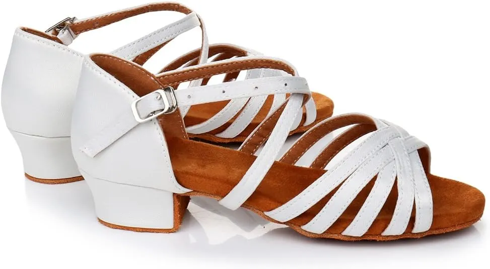 YKXLM Women's Satin Latin Dance Shoes Ballroom Salsa Tango Professional Performance Practice Dancing Shoes, Model WH1202