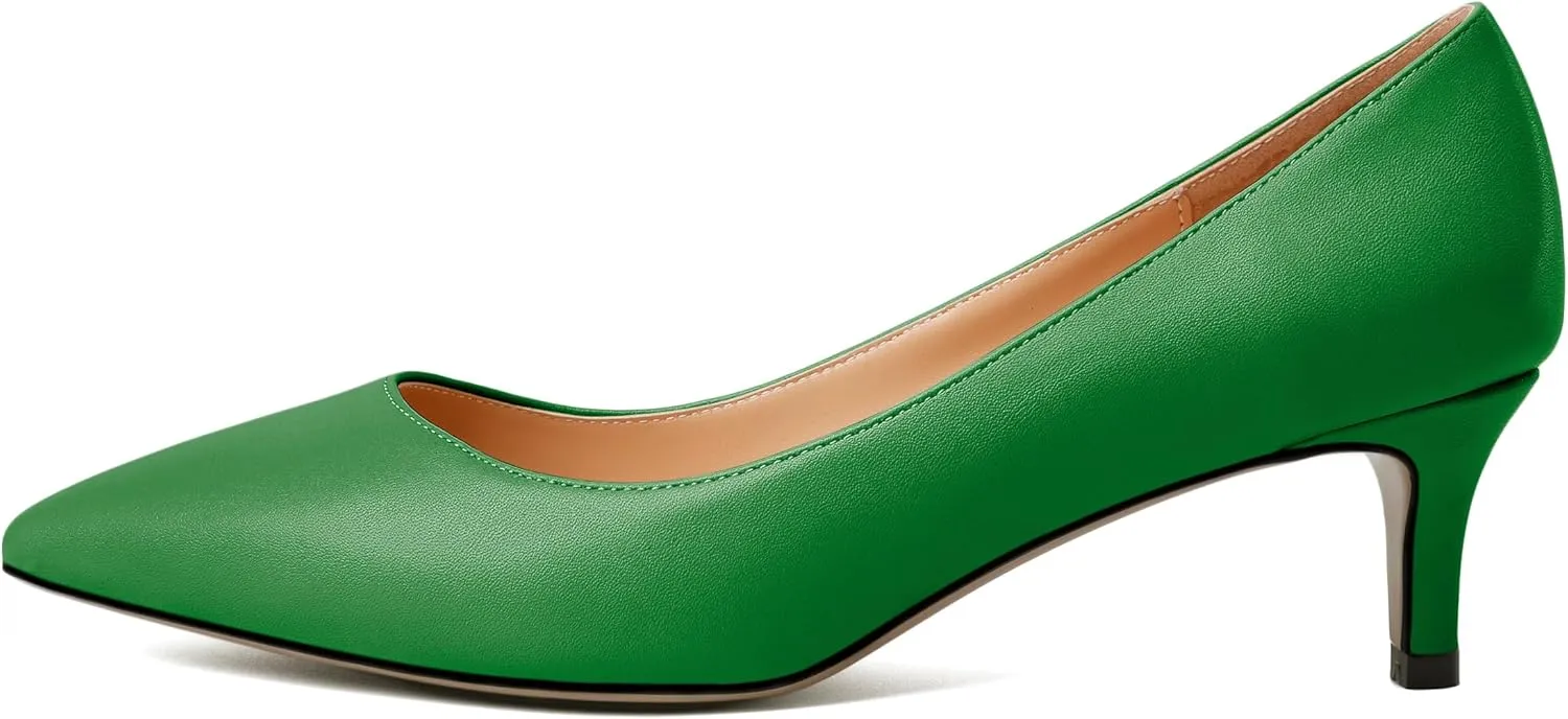 YODEKS Women's Pointed Toe Pumps 2" Kitten Middle Heel Chic Pumps Comfort Slip On Low Heel Dress Pumps Shoes
