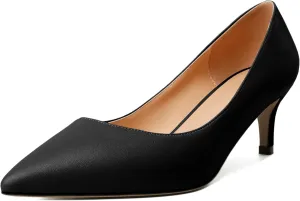 YODEKS Women's Pointed Toe Pumps 2" Kitten Middle Heel Chic Pumps Comfort Slip On Low Heel Dress Pumps Shoes