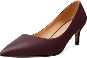 YODEKS Women's Pointed Toe Pumps 2" Kitten Middle Heel Chic Pumps Comfort Slip On Low Heel Dress Pumps Shoes