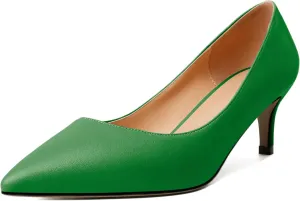 YODEKS Women's Pointed Toe Pumps 2" Kitten Middle Heel Chic Pumps Comfort Slip On Low Heel Dress Pumps Shoes