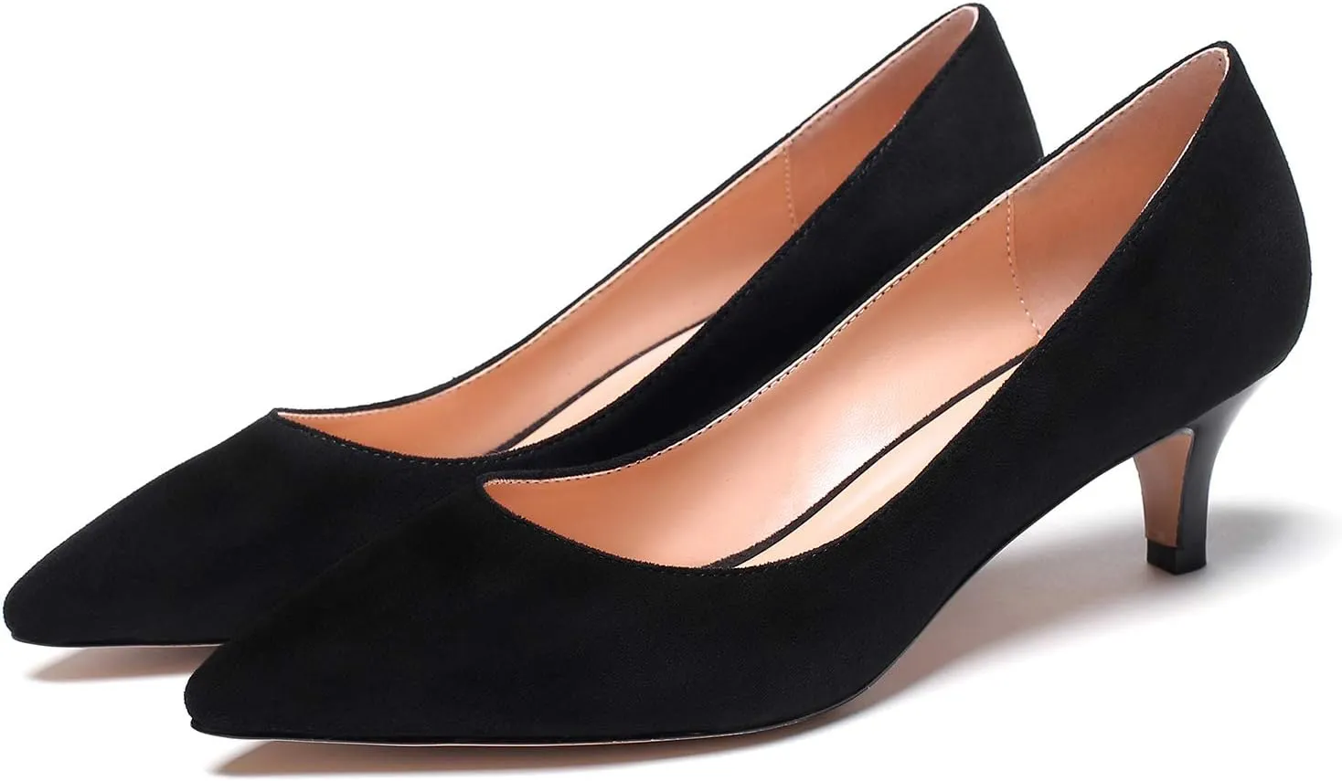 YODEKS Women's Pointed Toe Pumps 2" Kitten Middle Heel Chic Pumps Comfort Slip On Low Heel Dress Pumps Shoes