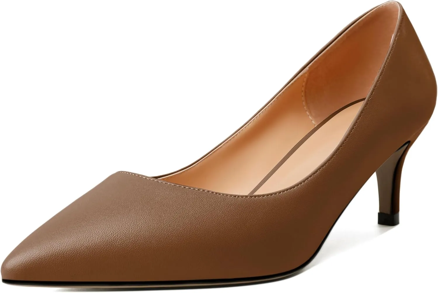 YODEKS Women's Pointed Toe Pumps 2" Kitten Middle Heel Chic Pumps Comfort Slip On Low Heel Dress Pumps Shoes