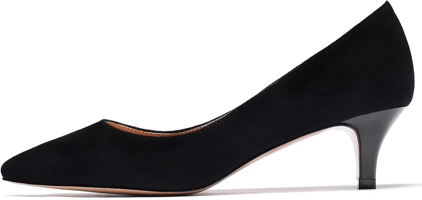 YODEKS Women's Pointed Toe Pumps 2" Kitten Middle Heel Chic Pumps Comfort Slip On Low Heel Dress Pumps Shoes