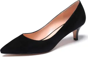 YODEKS Women's Pointed Toe Pumps 2" Kitten Middle Heel Chic Pumps Comfort Slip On Low Heel Dress Pumps Shoes