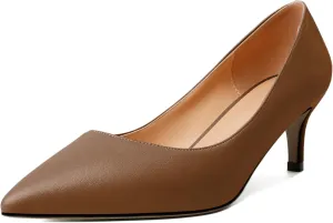 YODEKS Women's Pointed Toe Pumps 2" Kitten Middle Heel Chic Pumps Comfort Slip On Low Heel Dress Pumps Shoes