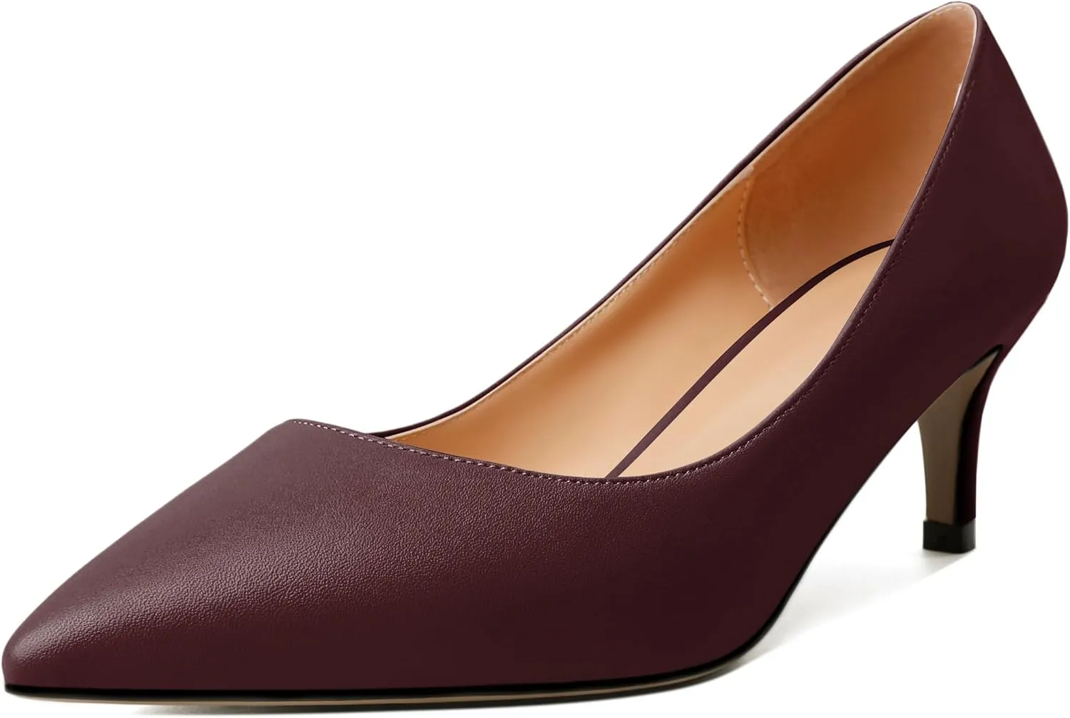 YODEKS Women's Pointed Toe Pumps 2" Kitten Middle Heel Chic Pumps Comfort Slip On Low Heel Dress Pumps Shoes