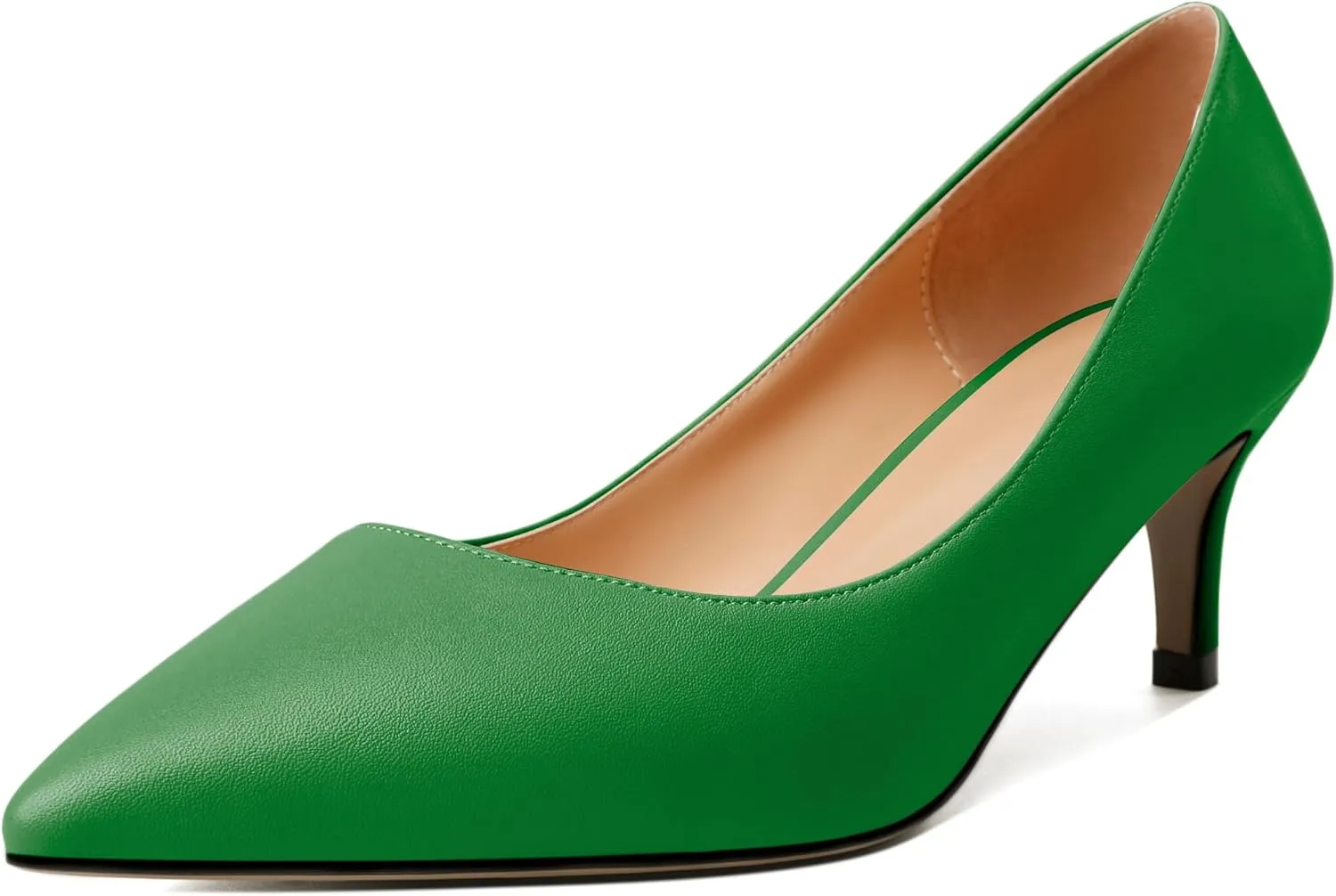 YODEKS Women's Pointed Toe Pumps 2" Kitten Middle Heel Chic Pumps Comfort Slip On Low Heel Dress Pumps Shoes