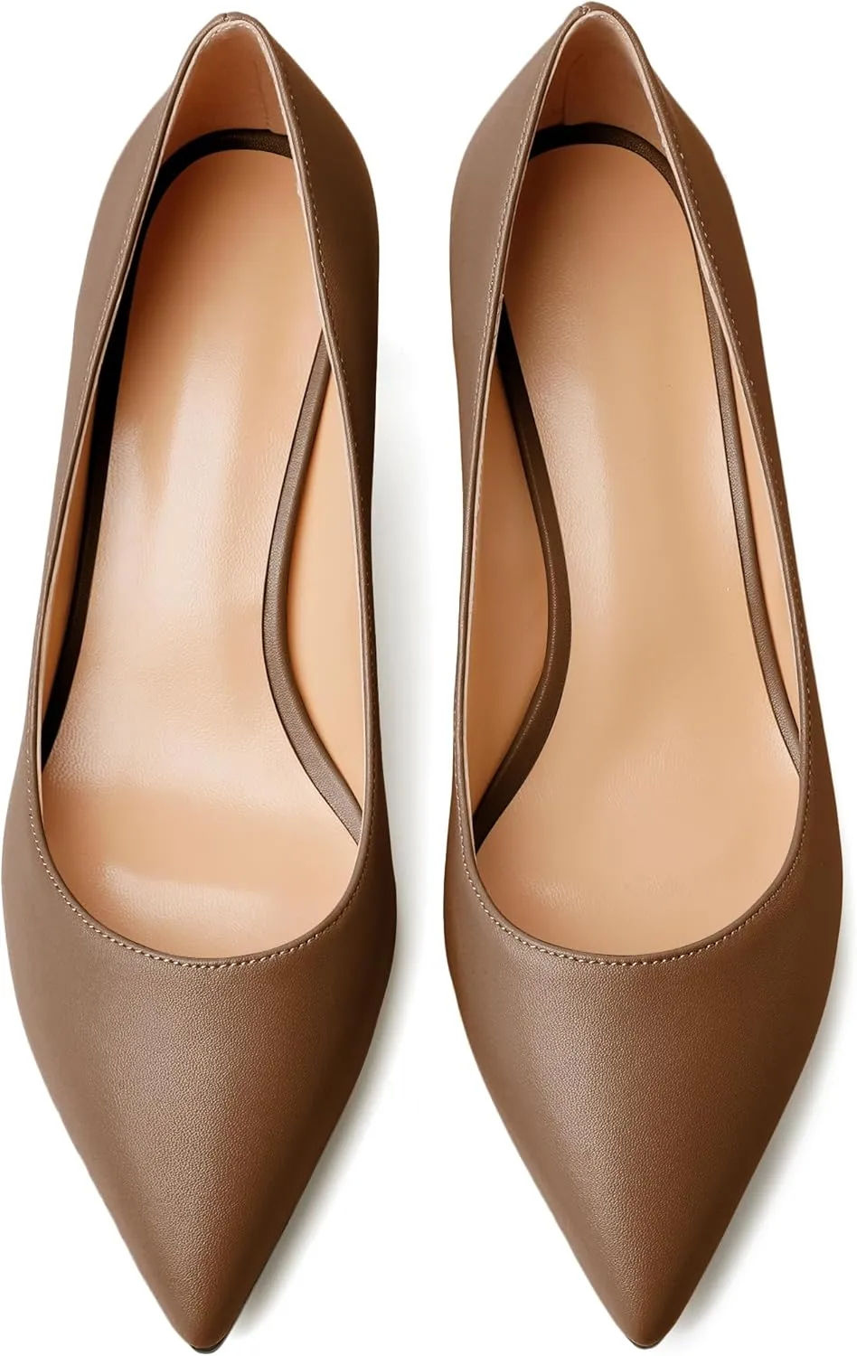 YODEKS Women's Pointed Toe Pumps 2" Kitten Middle Heel Chic Pumps Comfort Slip On Low Heel Dress Pumps Shoes