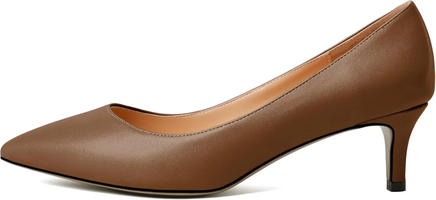 YODEKS Women's Pointed Toe Pumps 2" Kitten Middle Heel Chic Pumps Comfort Slip On Low Heel Dress Pumps Shoes