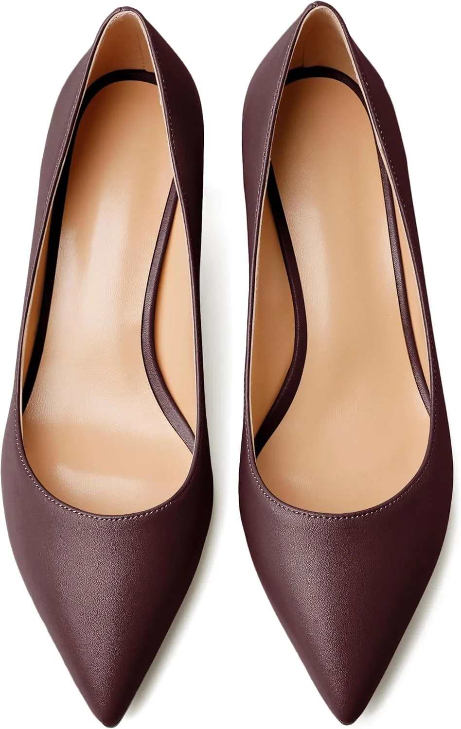 YODEKS Women's Pointed Toe Pumps 2" Kitten Middle Heel Chic Pumps Comfort Slip On Low Heel Dress Pumps Shoes