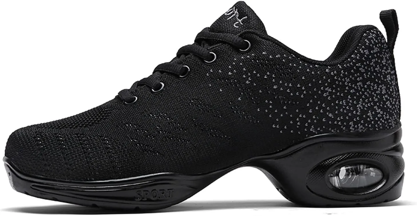YUKTOPA Womens Dance Sneakers Jazz Shoes Lace-up Walking Shoes Lightweight Breathable Lady Platform Shoes