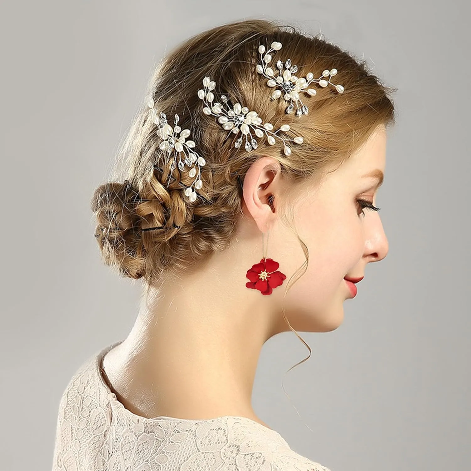 YUNXI Unique Boho Flower Dangle Earrings Exaggerated Layered Floral Petal Drop Dangle Statement Stud Earring for Women Jewelry with Box