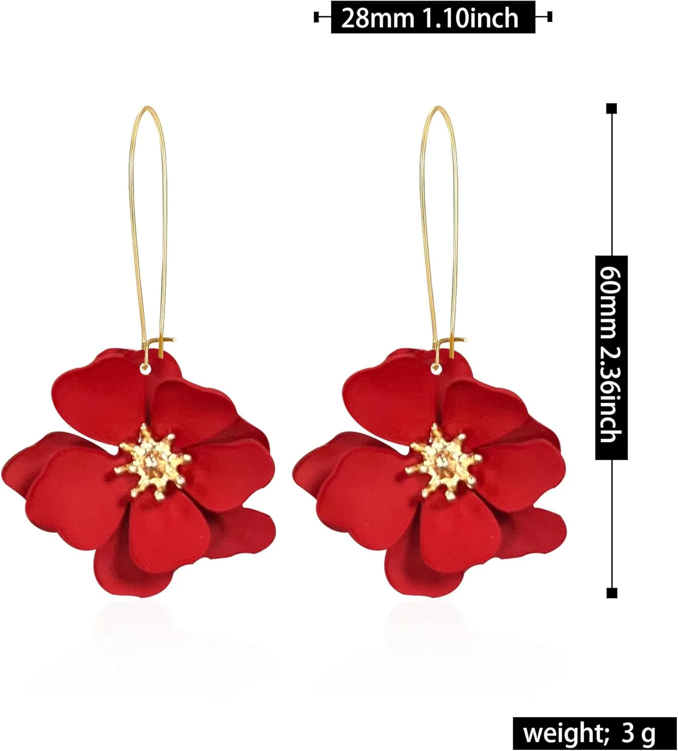 YUNXI Unique Boho Flower Dangle Earrings Exaggerated Layered Floral Petal Drop Dangle Statement Stud Earring for Women Jewelry with Box