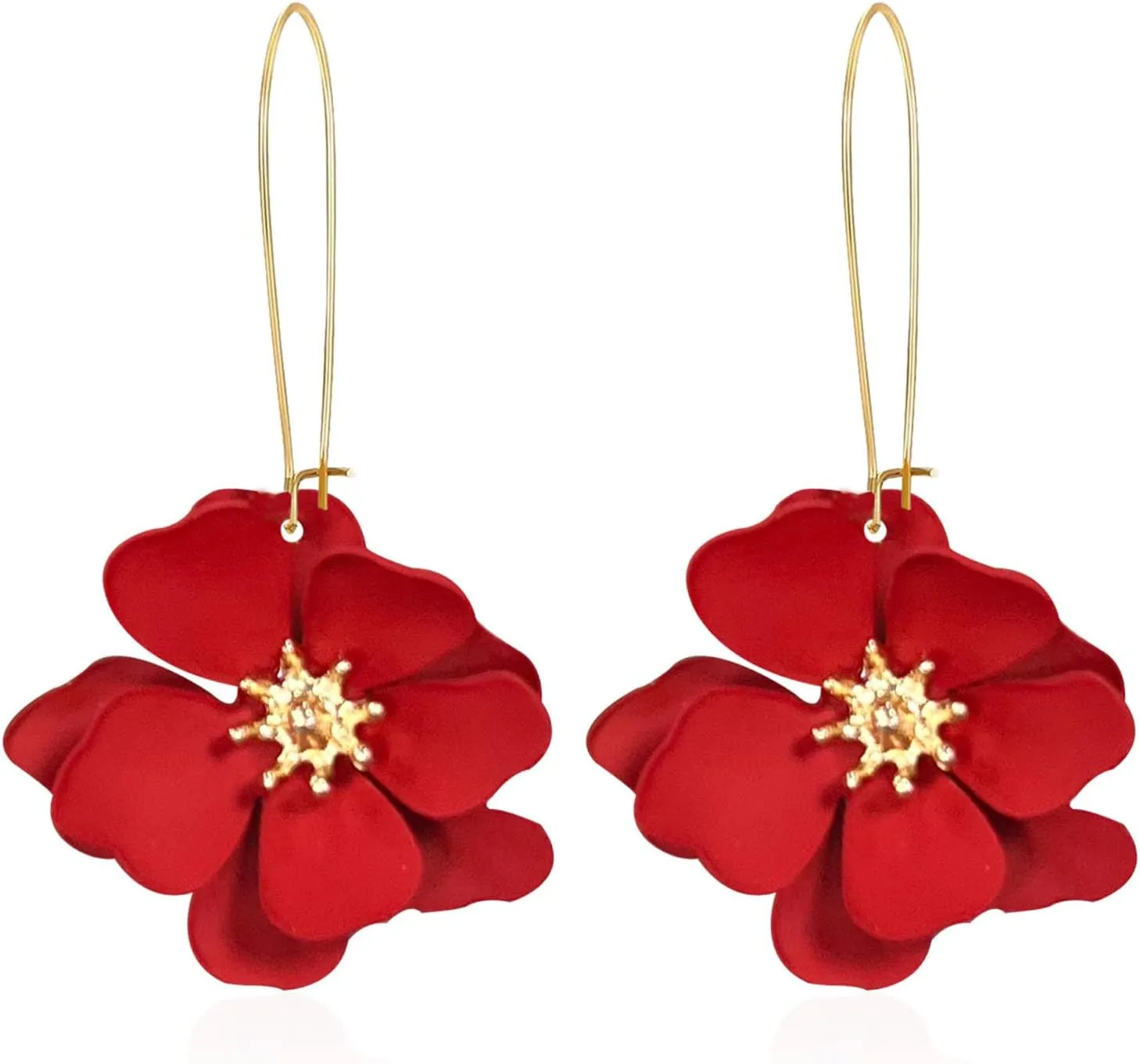 YUNXI Unique Boho Flower Dangle Earrings Exaggerated Layered Floral Petal Drop Dangle Statement Stud Earring for Women Jewelry with Box