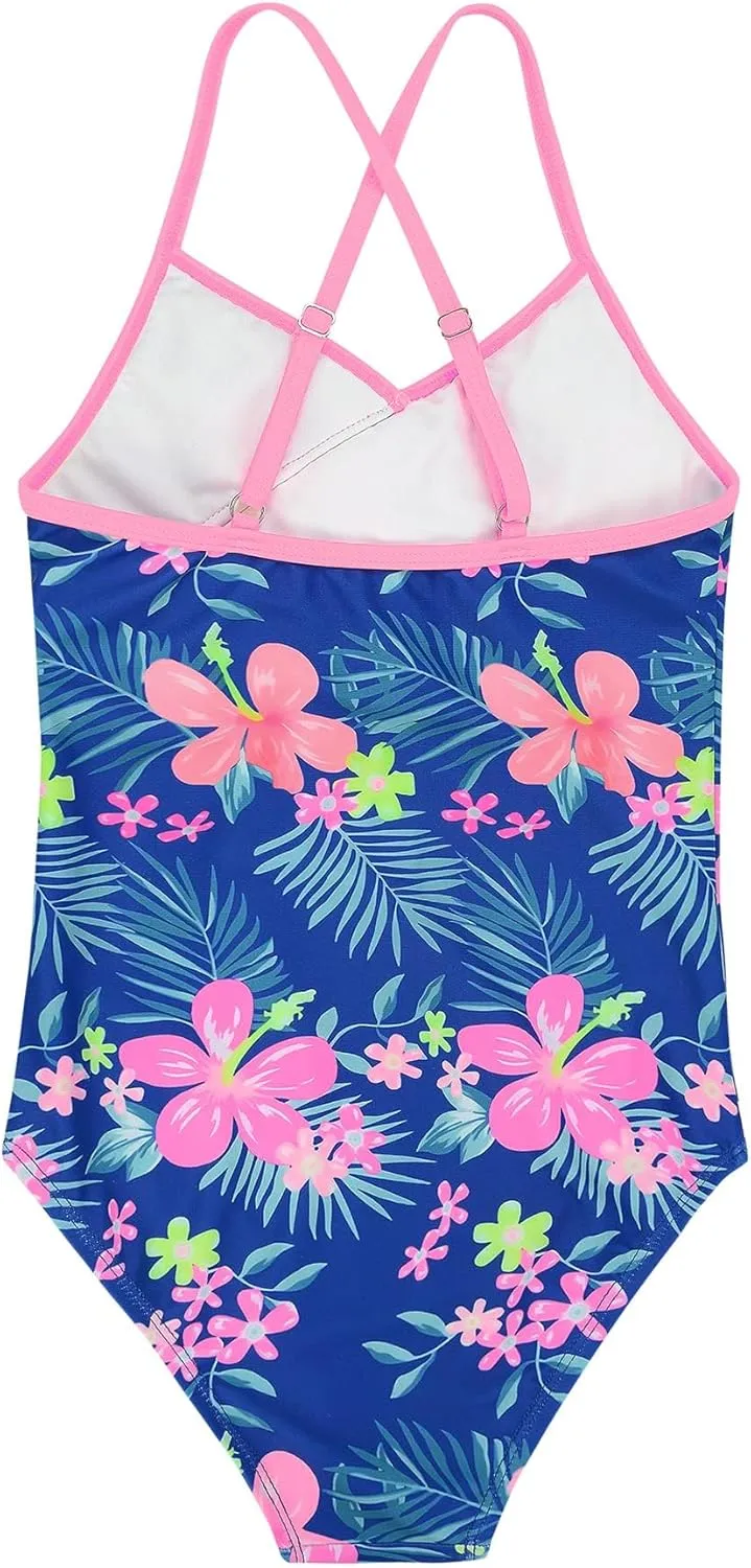 Zando Toddler Swimsuit One Piece Swimsuit Girls Sleeveless Cute Swimwear Quick Dry Bathing Suits Summer Beach Wear 2-10 Years