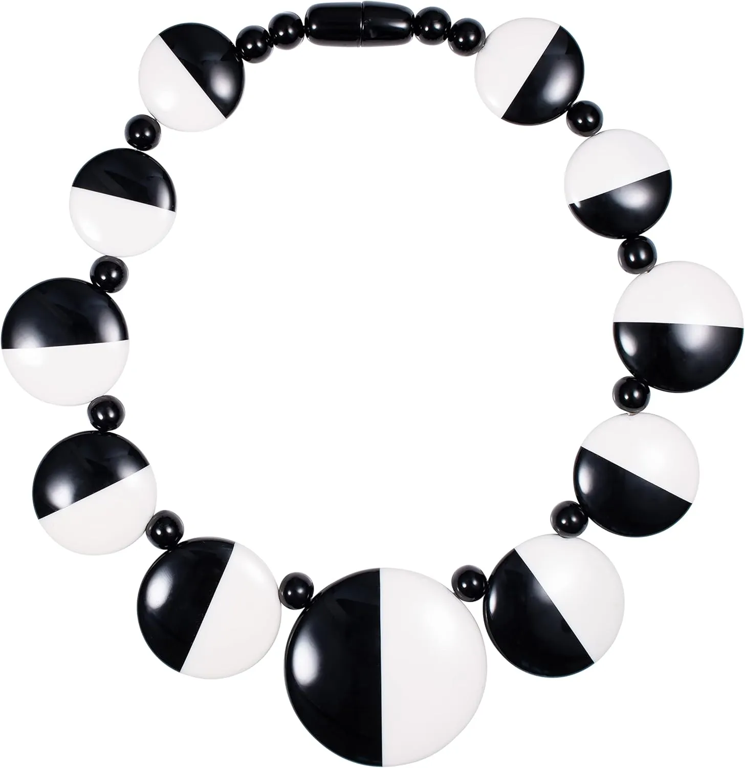 ZAVANA Large Black and White Costume Necklace for Women, Handmade Bib Necklace for Women, Retro Chic Statement Necklace for Women, Trendy Costume Jewellery for Women
