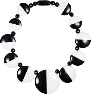 ZAVANA Large Black and White Costume Necklace for Women, Handmade Bib Necklace for Women, Retro Chic Statement Necklace for Women, Trendy Costume Jewellery for Women