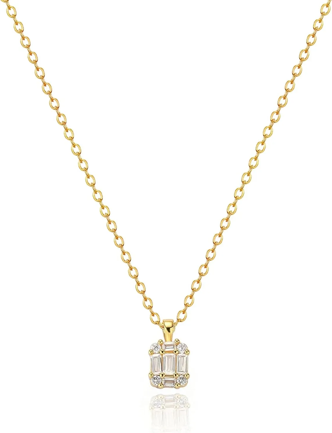 Zeffy Diamond Necklaces for Women, Dainty Gold Necklace 18k Gold Plated Layered Necklaces Simple Gold CZ Diamond Pendant Necklaces for Women Trendy Jewelry Gifts for Girls