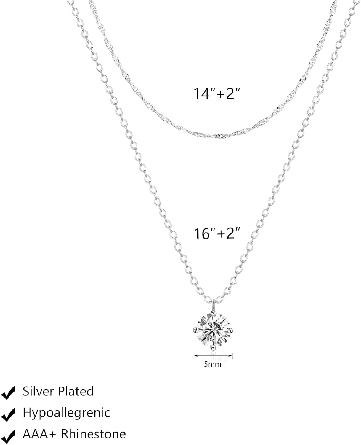 Zeffy Diamond Necklaces for Women, Dainty Gold Necklace 18k Gold Plated Layered Necklaces Simple Gold CZ Diamond Pendant Necklaces for Women Trendy Jewelry Gifts for Girls